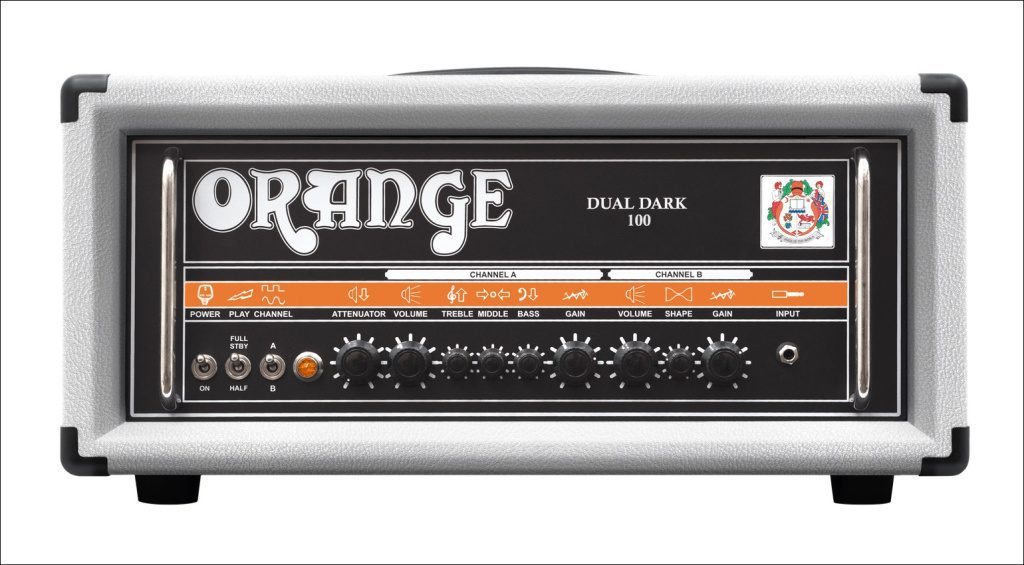 Orange Dual Dark 100 White LTD Head jetzt mit reinweißem Tolex-Finish, dem Klang des OR100 und klanglichen Optimierungen.