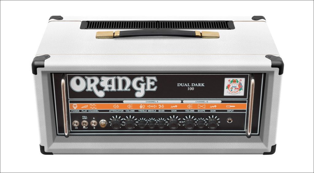 Orange Dual Dark 100 White LTD Head jetzt mit reinweißem Tolex-Finish, dem Klang des OR100 und klanglichen Optimierungen.