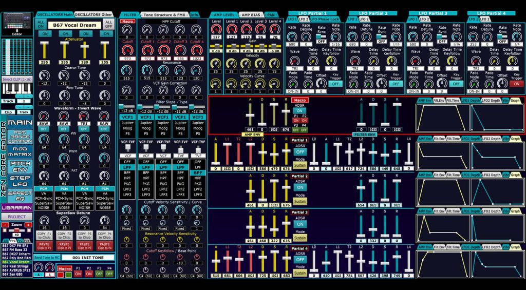 MC-101 und 707 Editor Hauptansicht