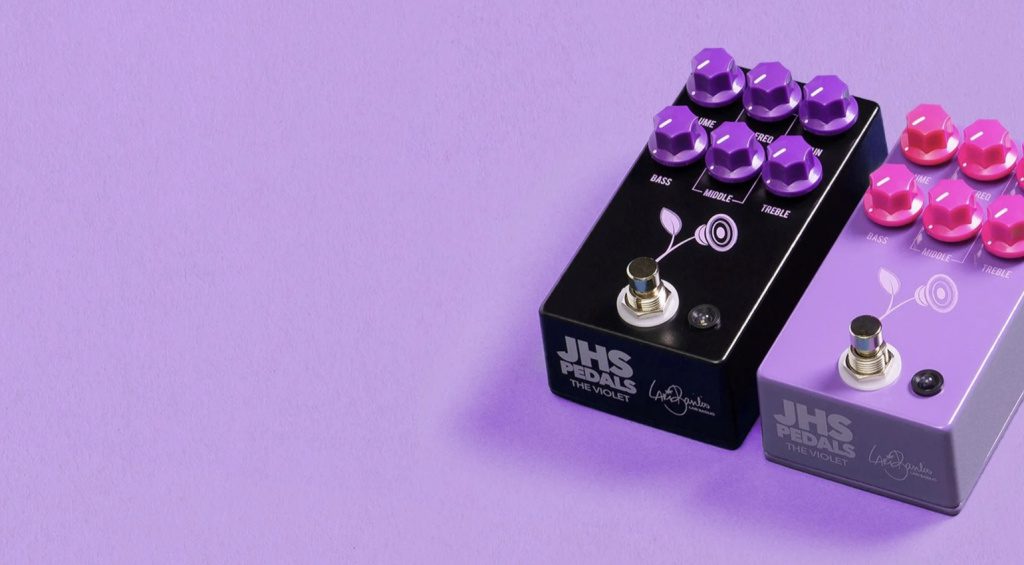 Hier ist das JHS Lari Basilio The Violet Distortion Pedal! Eine innovative Neuinterpretation von Distortion/Overdrive- Klängen.