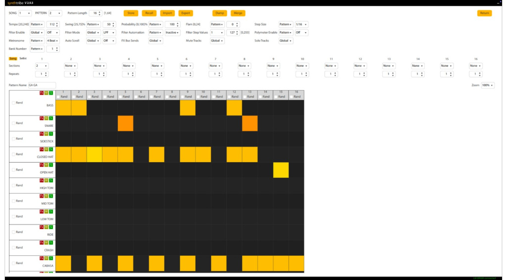 Software-Editor des Sequencers der Behringer LM Drum